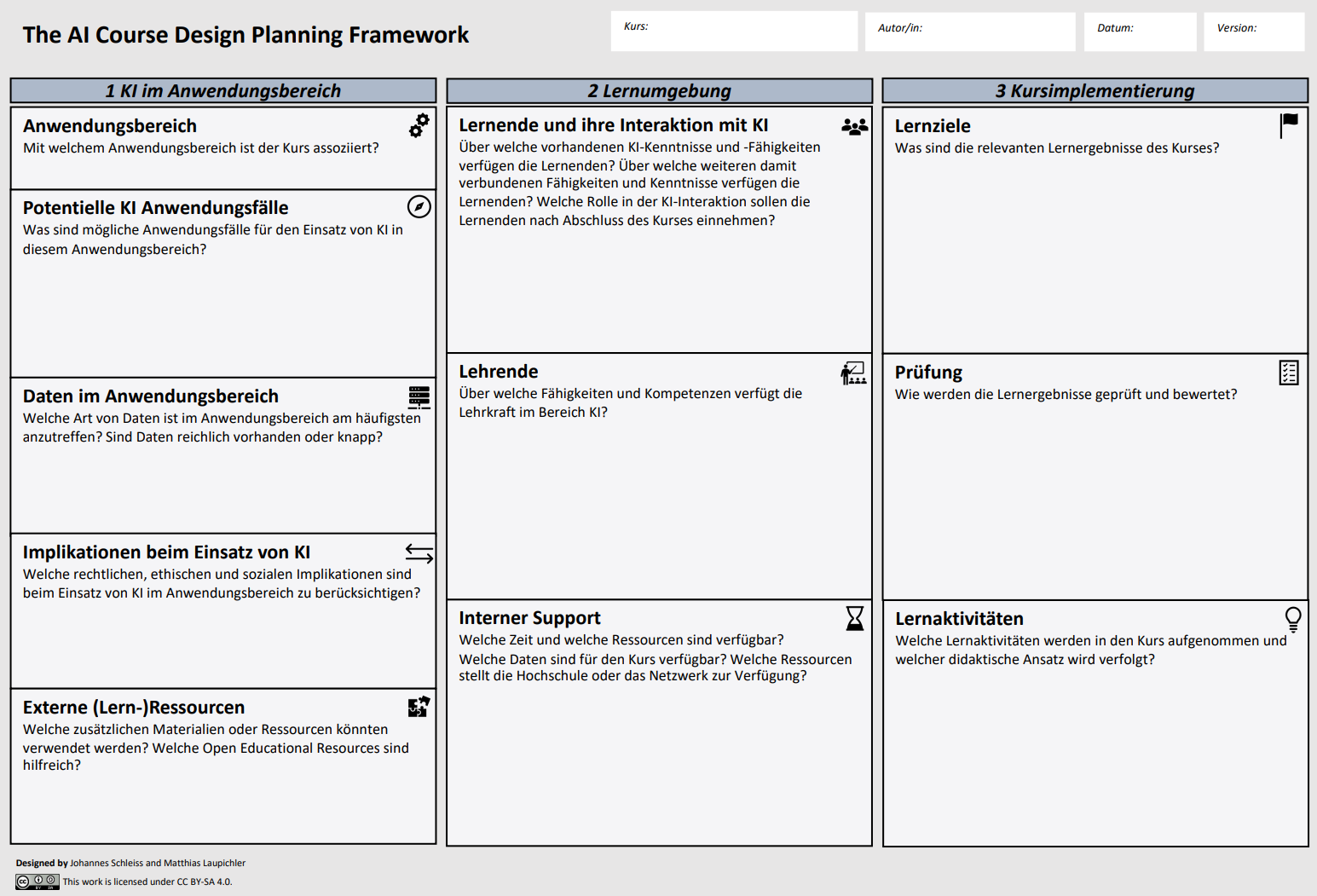 AI Course Design Planning Framework