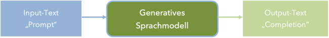 Schematische Darstellung der Vorgehensweise beim Generieren von Output-Texten mit einem generativen Sprachmodell (basierend auf Cohere AI)