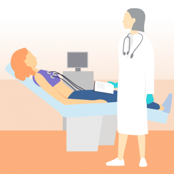 Grafik Patientin an EKG Gerät angeschlossen